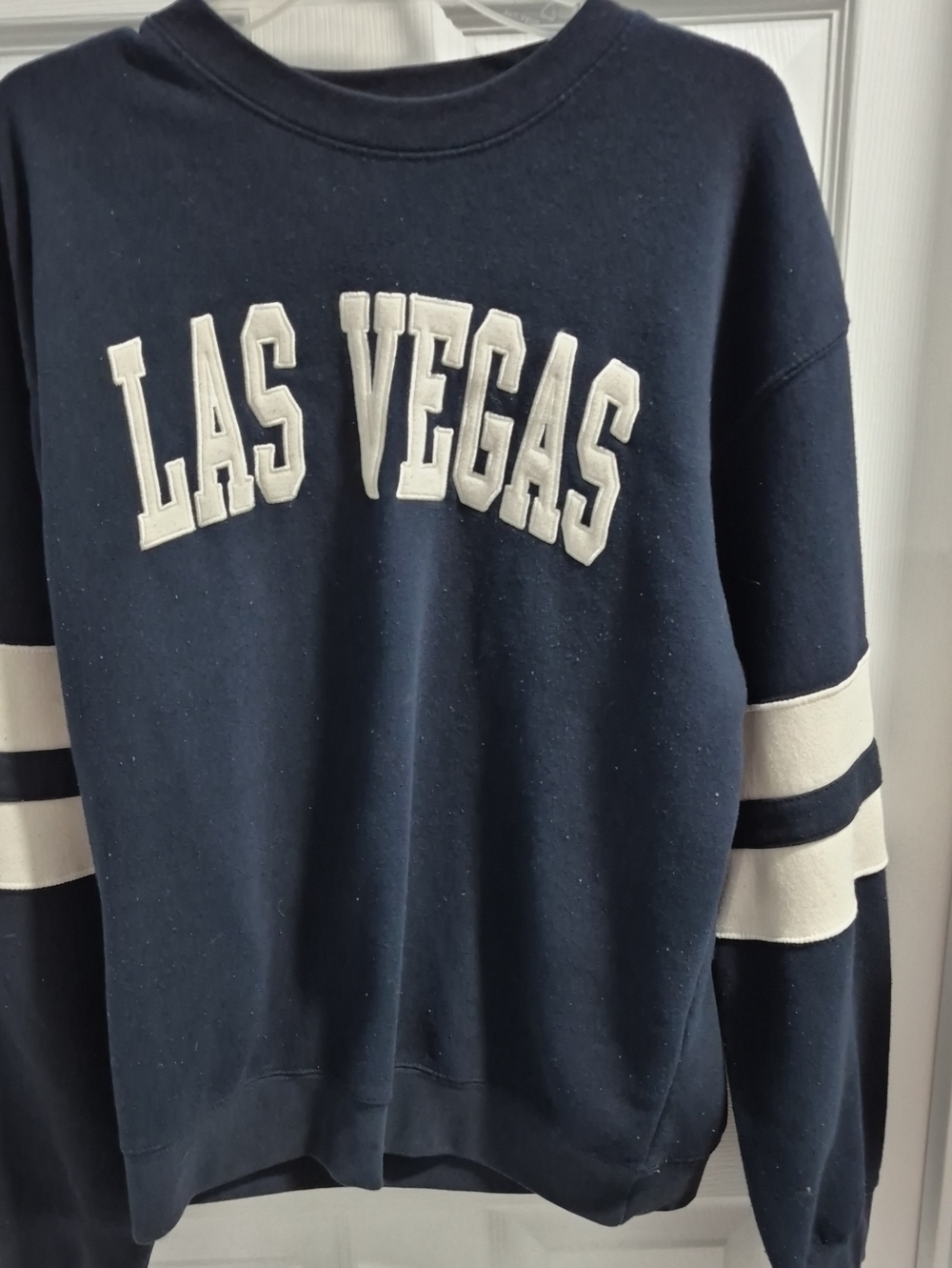 Men's Navy 'Las Vegas' Crewneck Sweatshirt with White Stripes